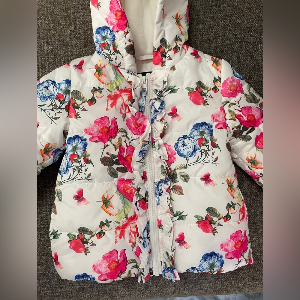 Rothschild  Girls Floral Print Fleece Lined Puffer Jacket 24 M - Picture 5 of 16